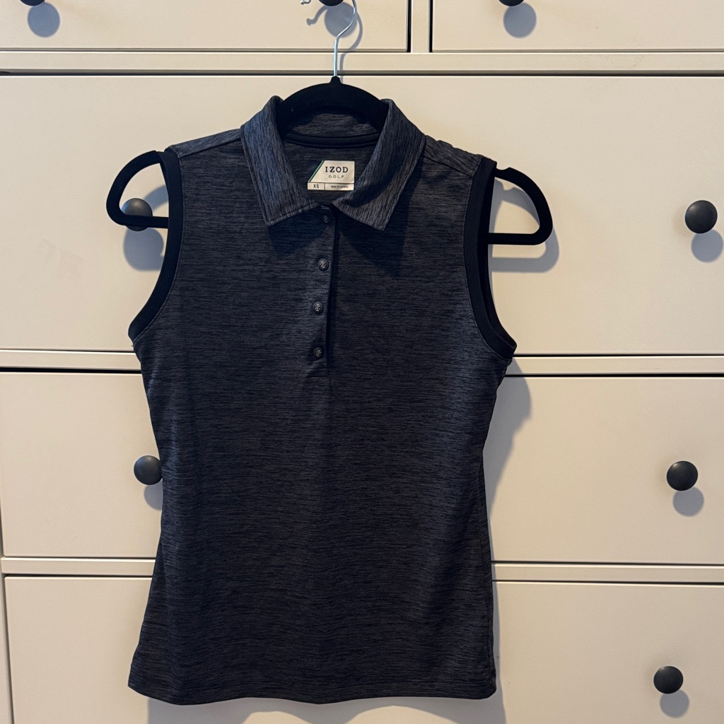 3 For $25!! Bundle And Save Izod] Women's Charcoal Sleeveless Polo Top